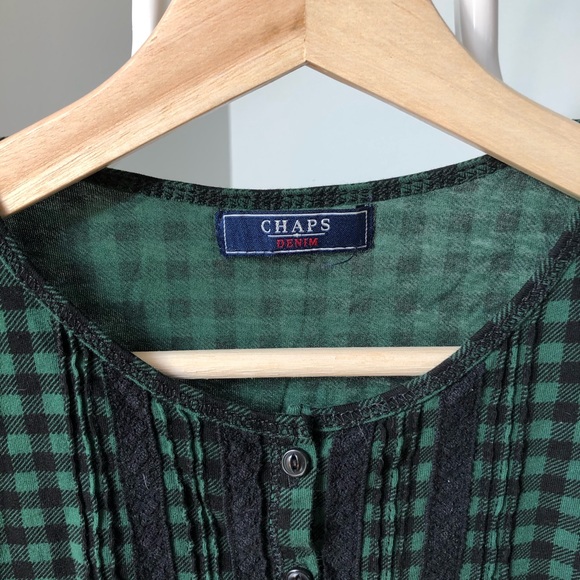 Ralph Lauren Chaps Buffalo plaid shirt in green & black - Picture 3 of 5